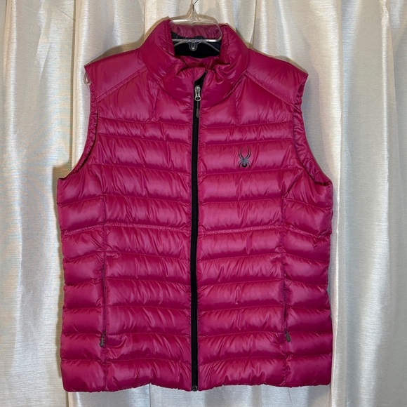 Spyder Puffer Vest Women’s Pink Prymo 500 Down Filled Mock Neck ski outerwear XL - Picture 3 of 11